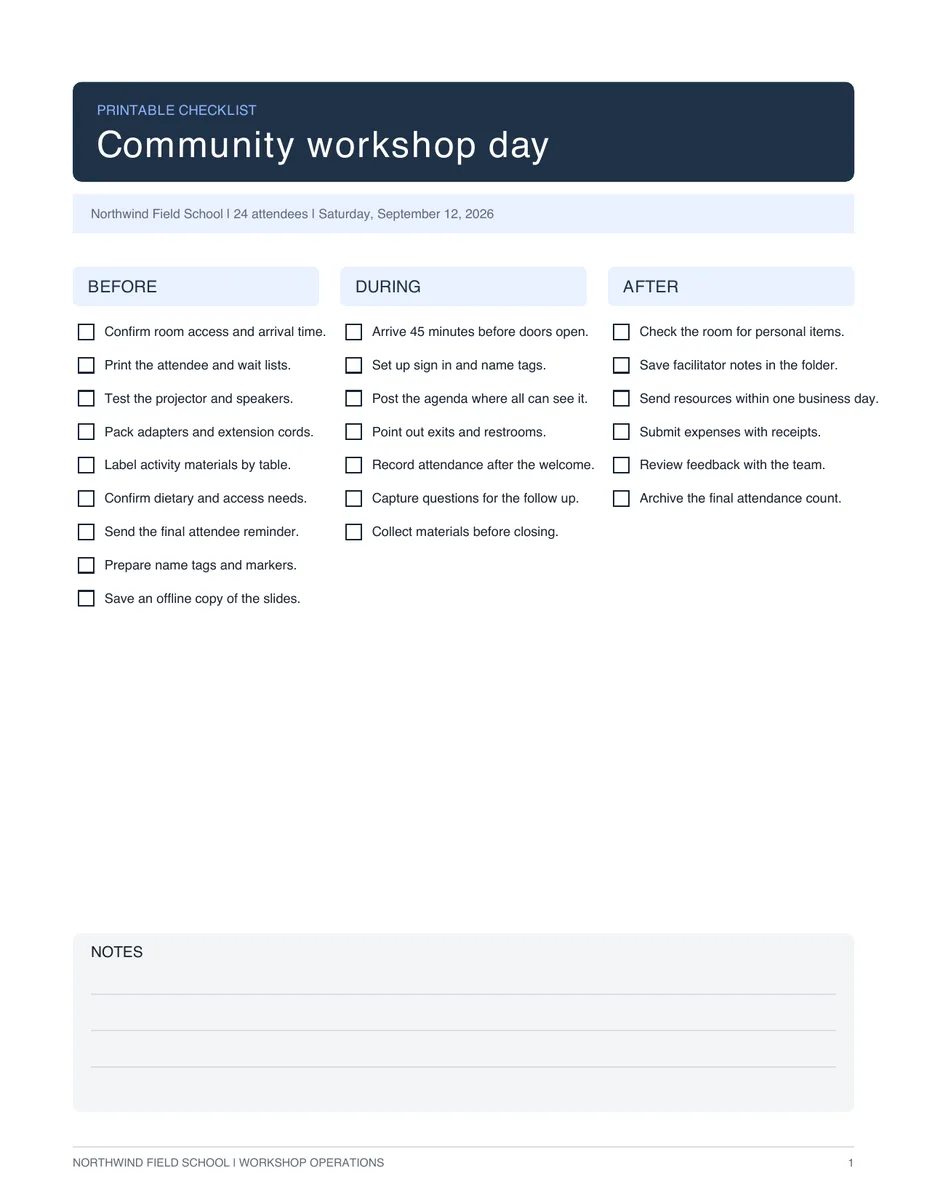 Checklist: a PDF built by askROI