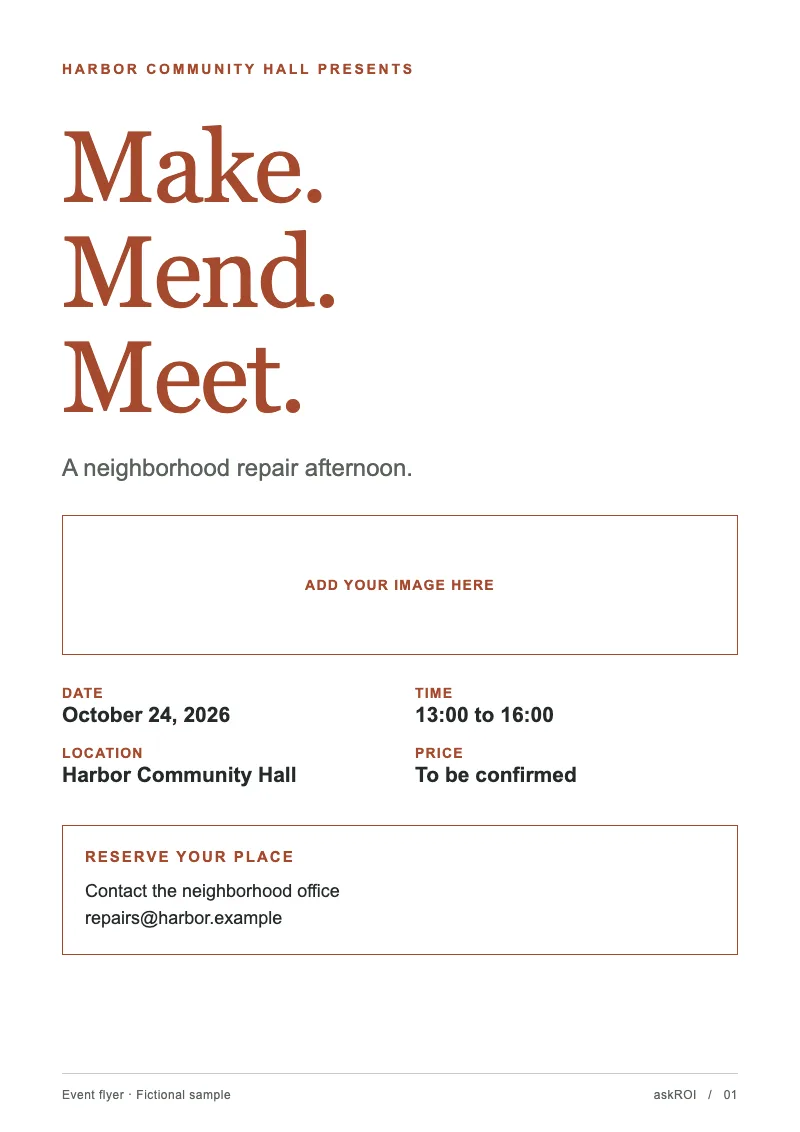 Event flyer: a PDF built by askROI