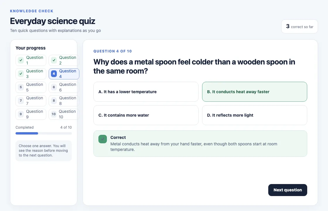 AI Quiz Generator: an interactive widget built by askROI