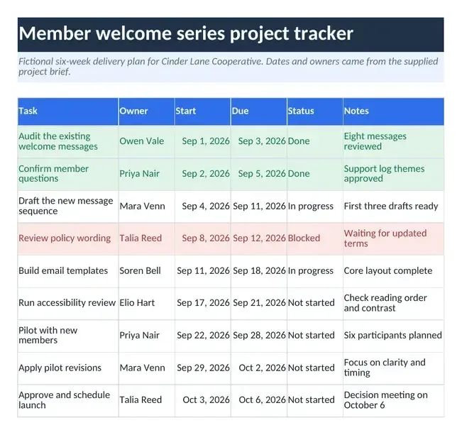 Project tracker: an Excel spreadsheet built by askROI